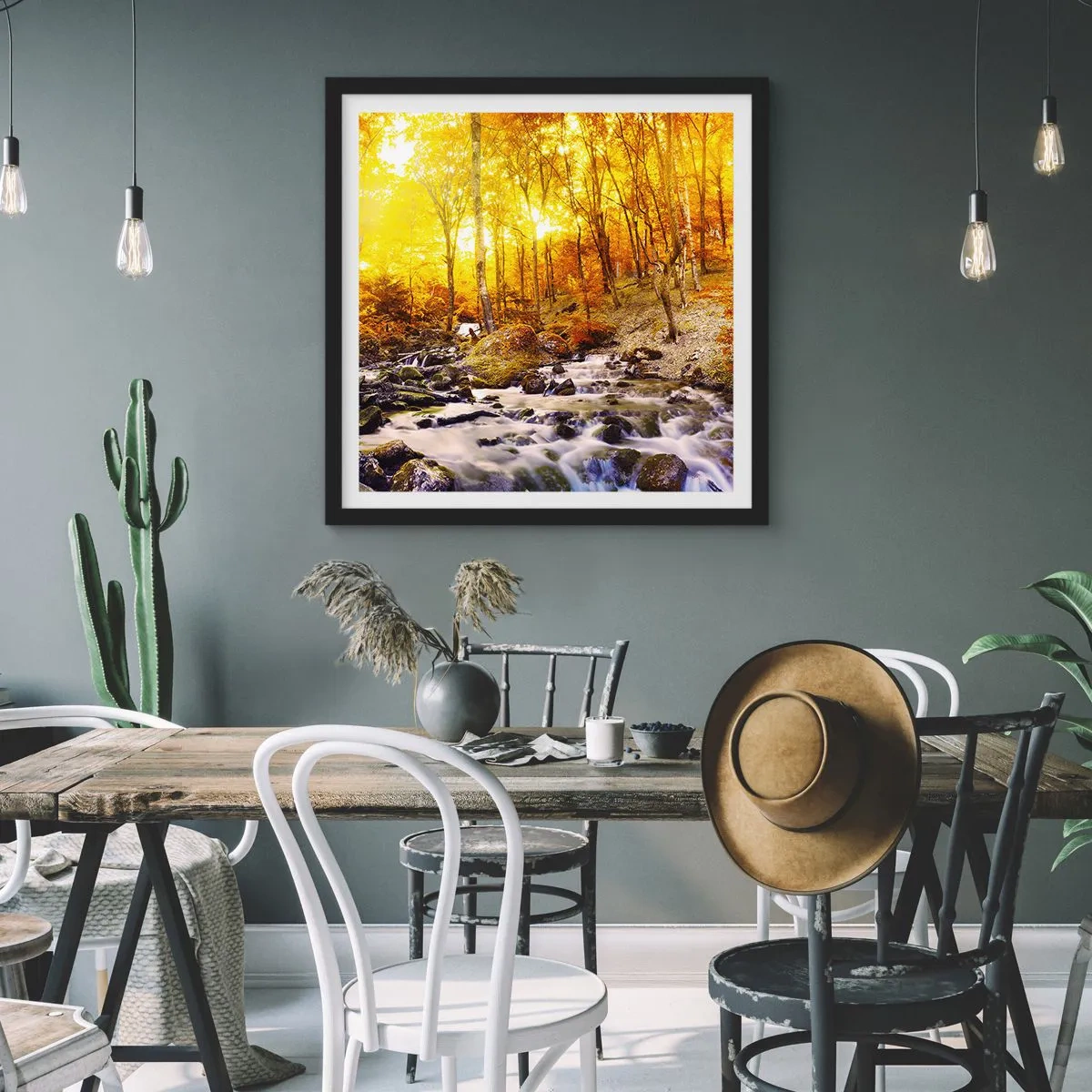 Plagát v čiernom ráme - Kamene zasadené do zlata a platiny - 40x40 cm