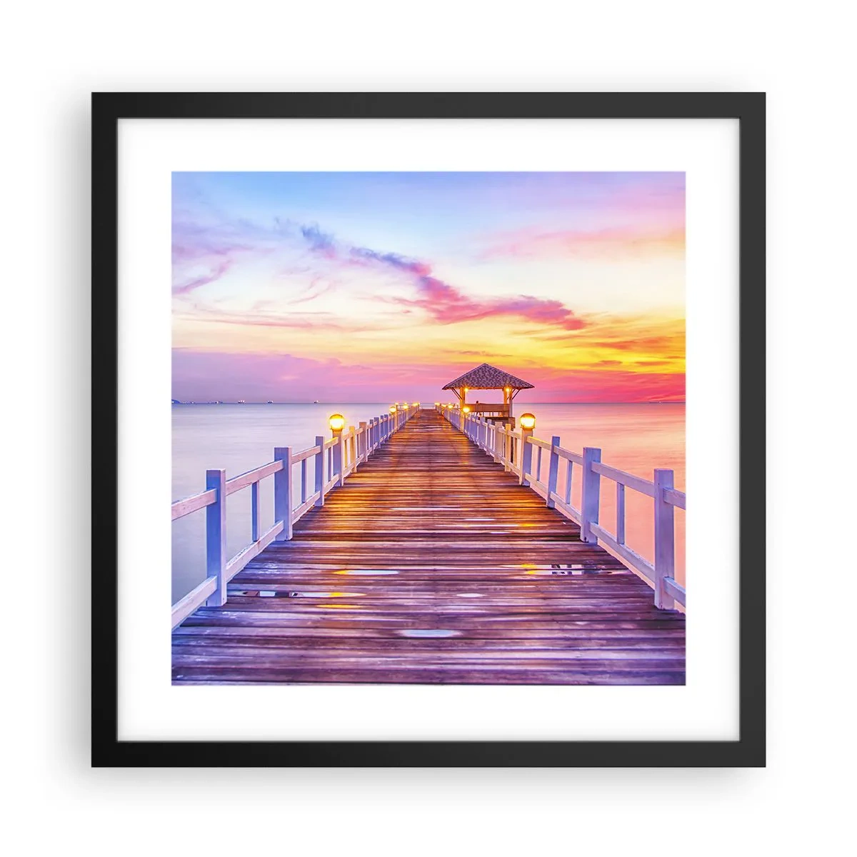 Plagát v čiernom ráme - Ľaliovo-zlaté ticho večera - 40x40 cm