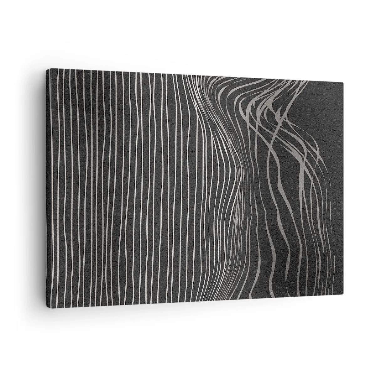 Obraz na plátne - Biele čiary na tmavosivom pozadí v abstraktnom usporiadaní - 70x50cm - Rytmus a prízvuk - Moderná nástenná dekorácia do obývacej izby a spálne ARTTOR