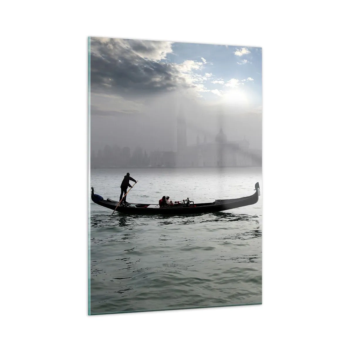 Obraz na skle - Rozprávkové mesto z vody a hmly - 50x70 cm