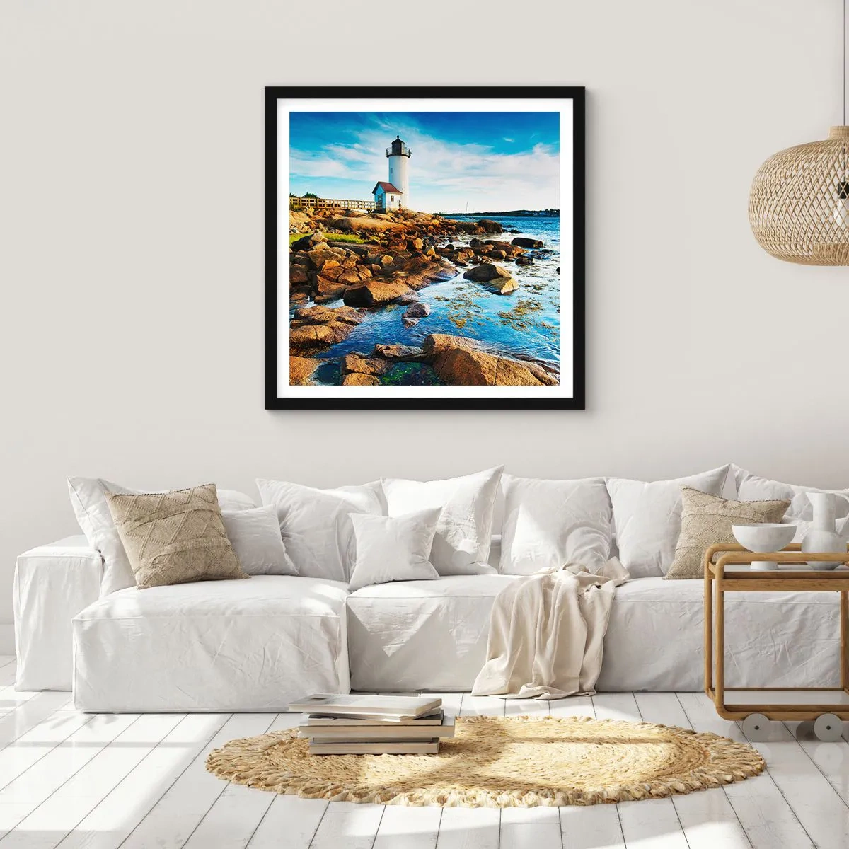 Plagát v čiernom ráme - Vráťte sa šťastne, čakám - 50x50 cm