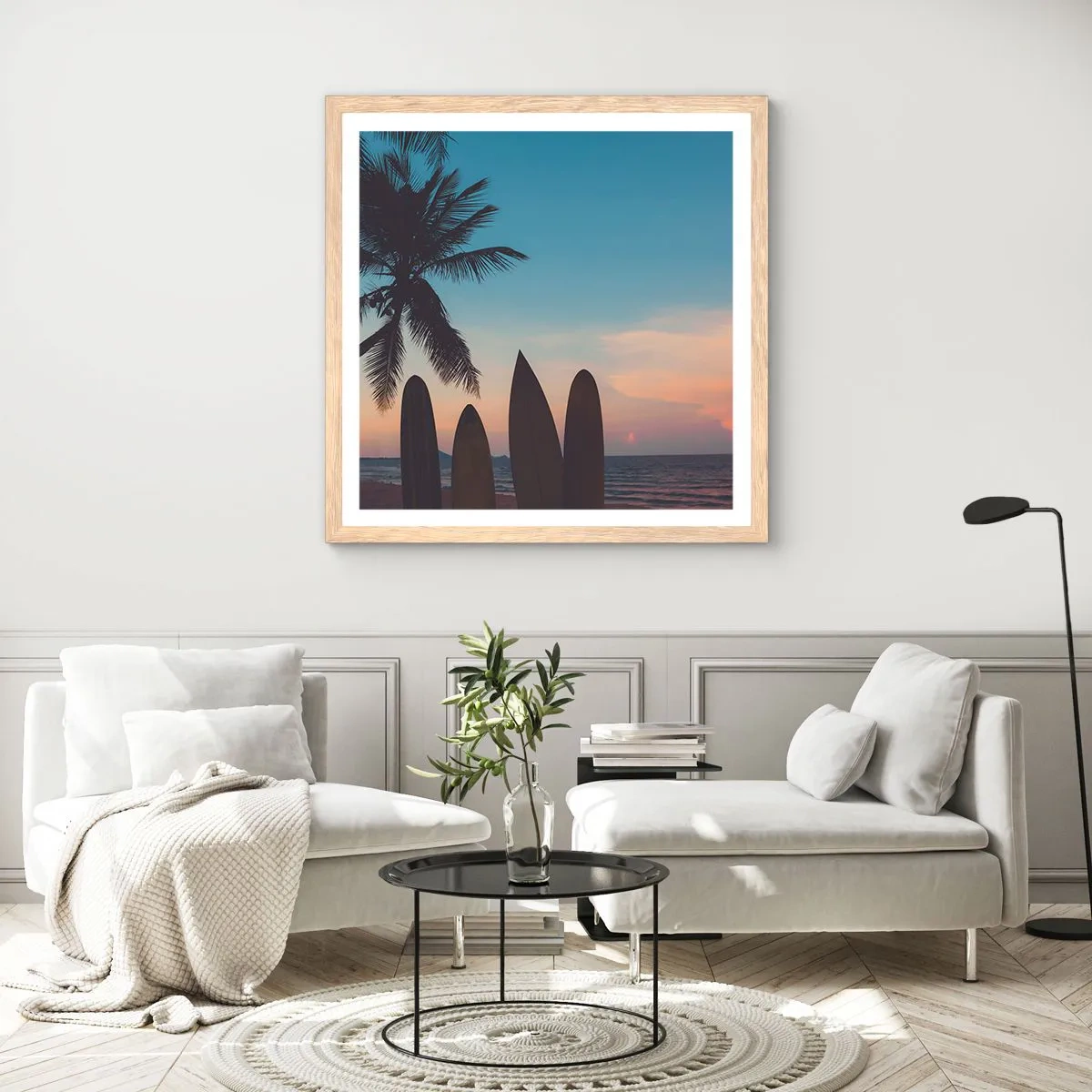 Plagát v ráme zo svetlého duba - Zajtra bude tiež zábava - 60x60 cm