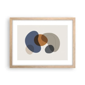 Plagát v ráme zo svetlého duba - Kvapky farieb - 40x30 cm