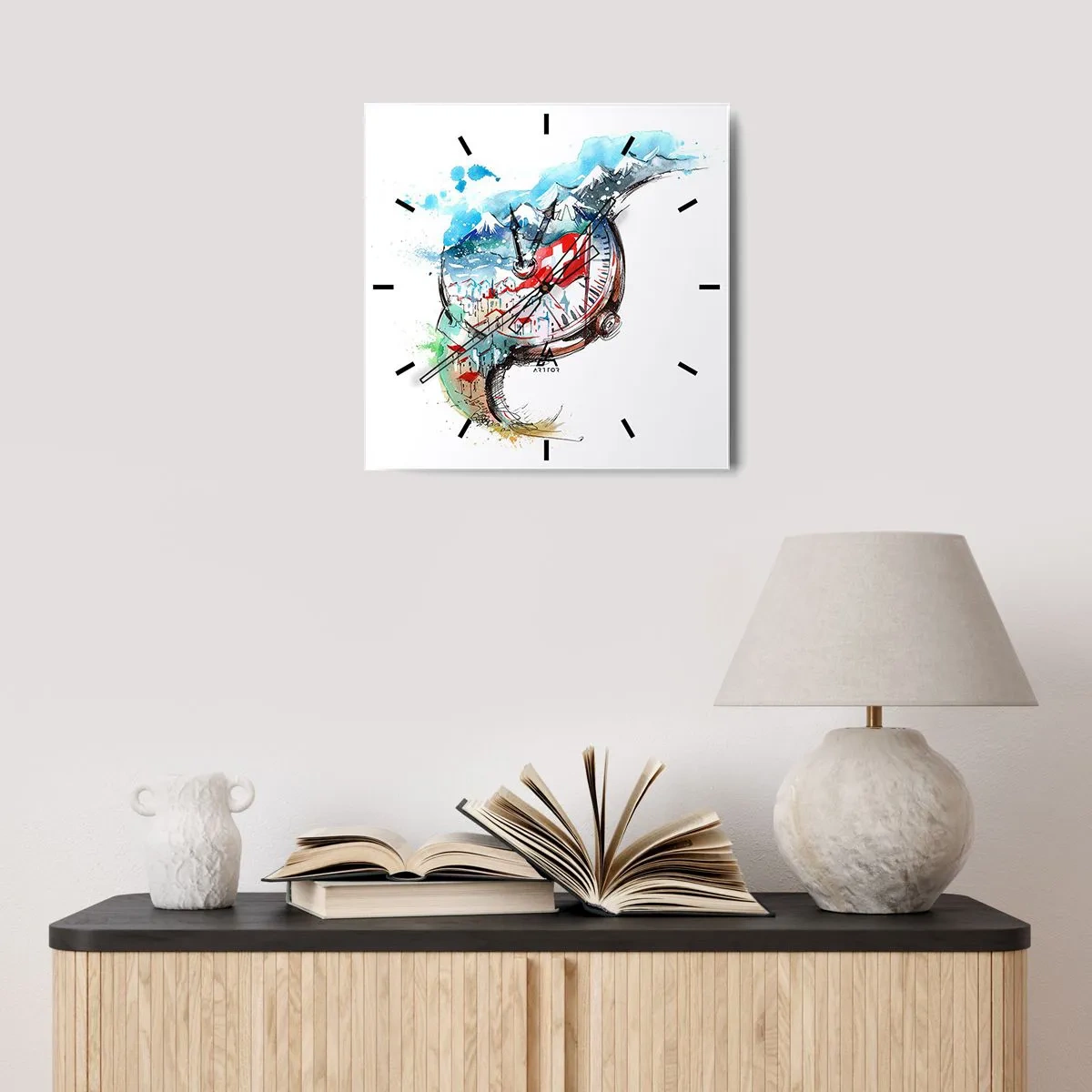 Nástenné hodiny - Duch Švajčiarska - 40x40 cm