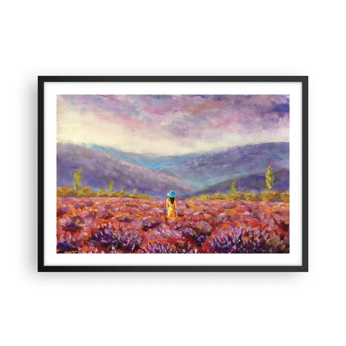 Plagát v čiernom ráme - V levanduľovom svete - 70x50 cm