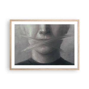 Plagát v ráme zo svetlého duba - Ani slovo - 70x50 cm