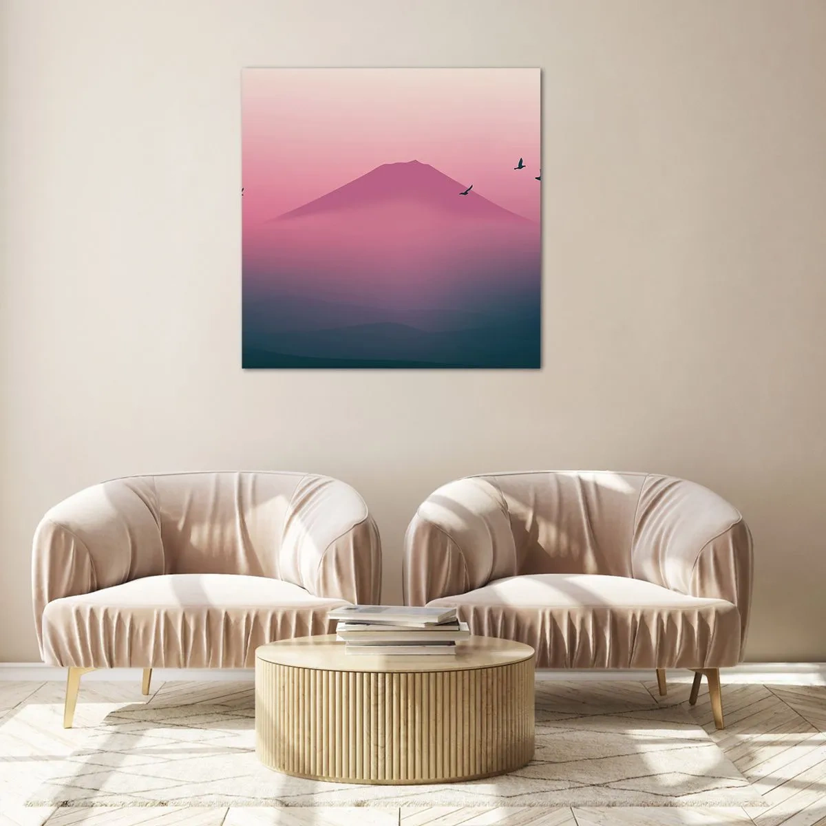 Obraz na skle - Pútnici nad oblakmi - 70x70 cm