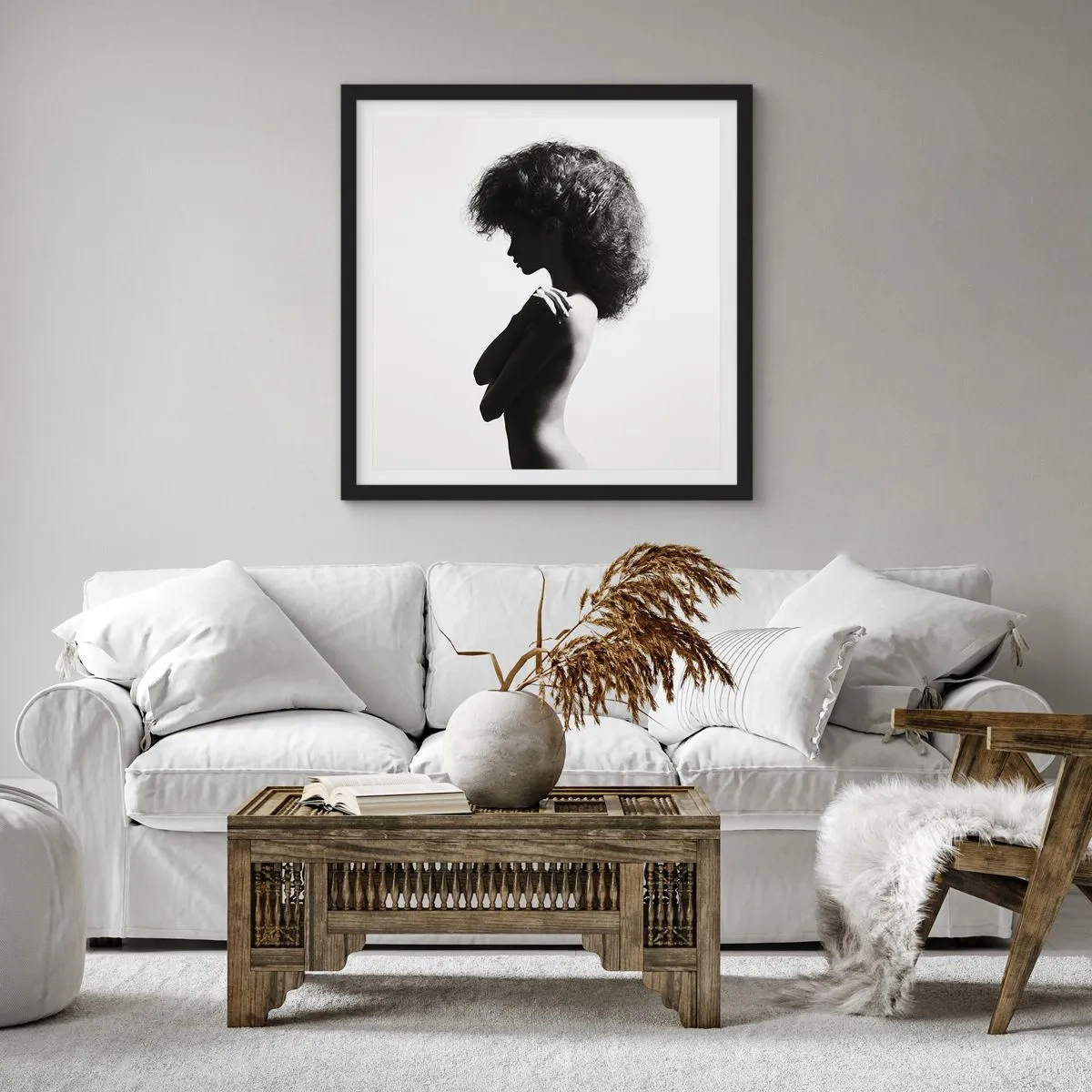 Plagát v čiernom ráme - Ako kvetina na štíhlej stonke - 60x60 cm