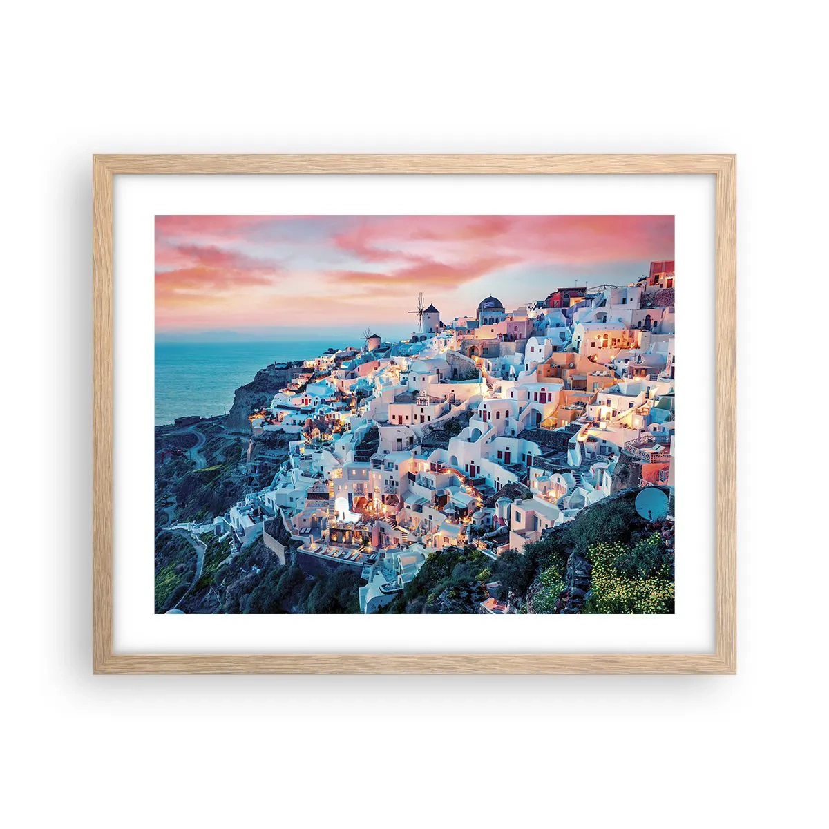 Plagát v ráme zo svetlého duba - Tvoja tučná grécka dovolenka - 50x40 cm