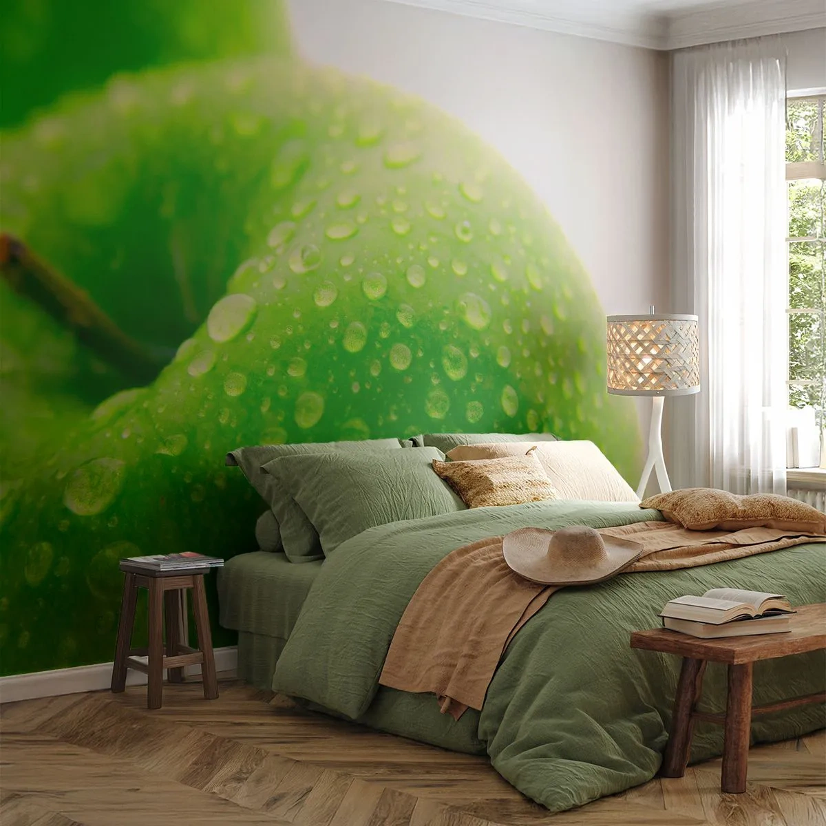 Fototapeta Premium Sand - Zelená studená sviežosť - Ovocie, Apple, Gastronómia - 100x70 cm