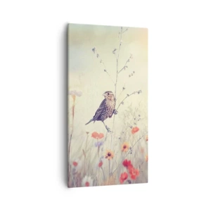 Obraz na plátne - Portrét vtáka s lúkou v pozadí - 55x100 cm