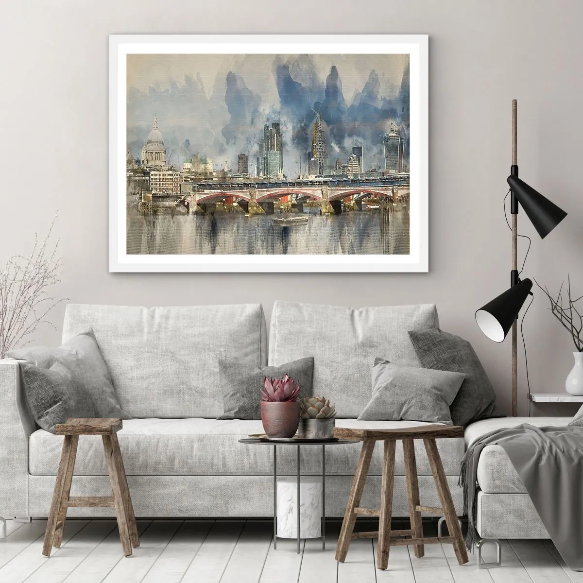 Plagát v bielom ráme - Londýn v celej svojej kráse - 91x61 cm