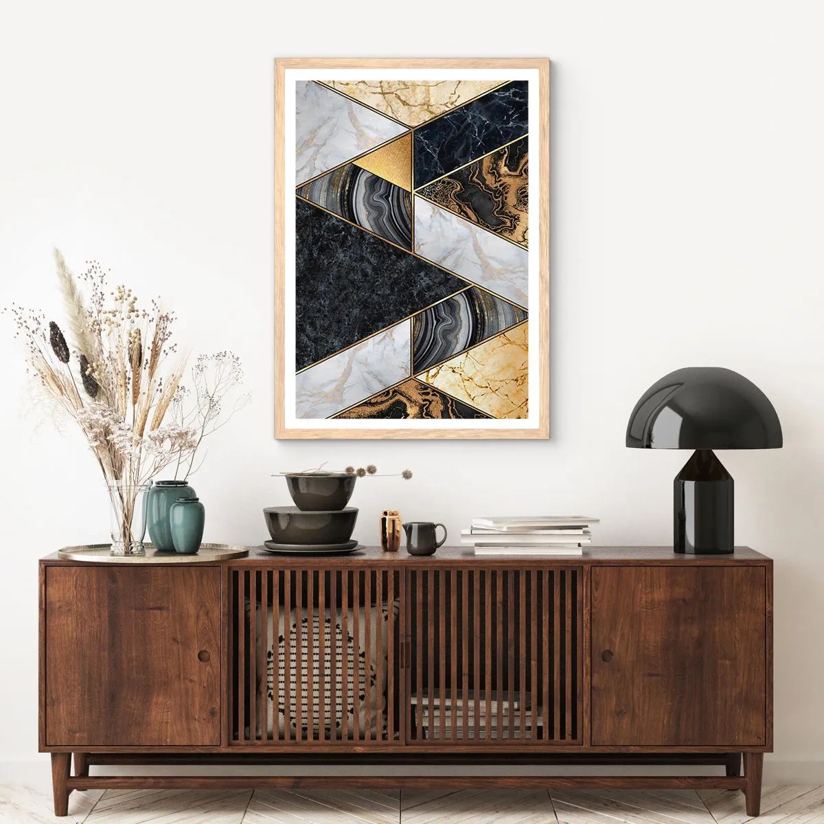 Plagát v ráme zo svetlého duba - Kameň vedľa kameňa - 61x91 cm