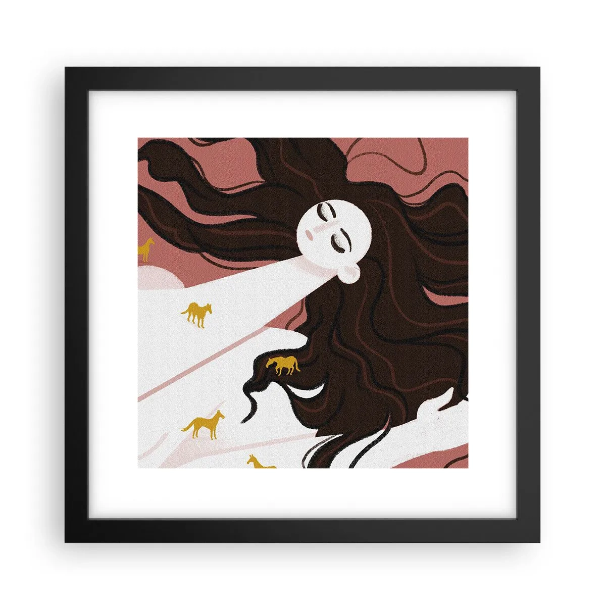 Plagát v čiernom ráme - Sen o zlatom koni - 30x30 cm