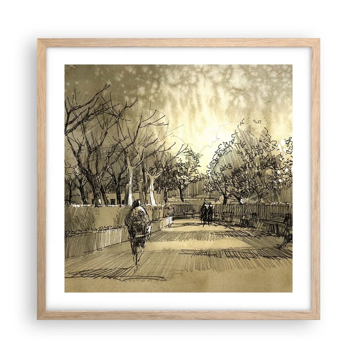 Plagát v ráme zo svetlého duba - Pierkom zastavený okamih - 50x50 cm