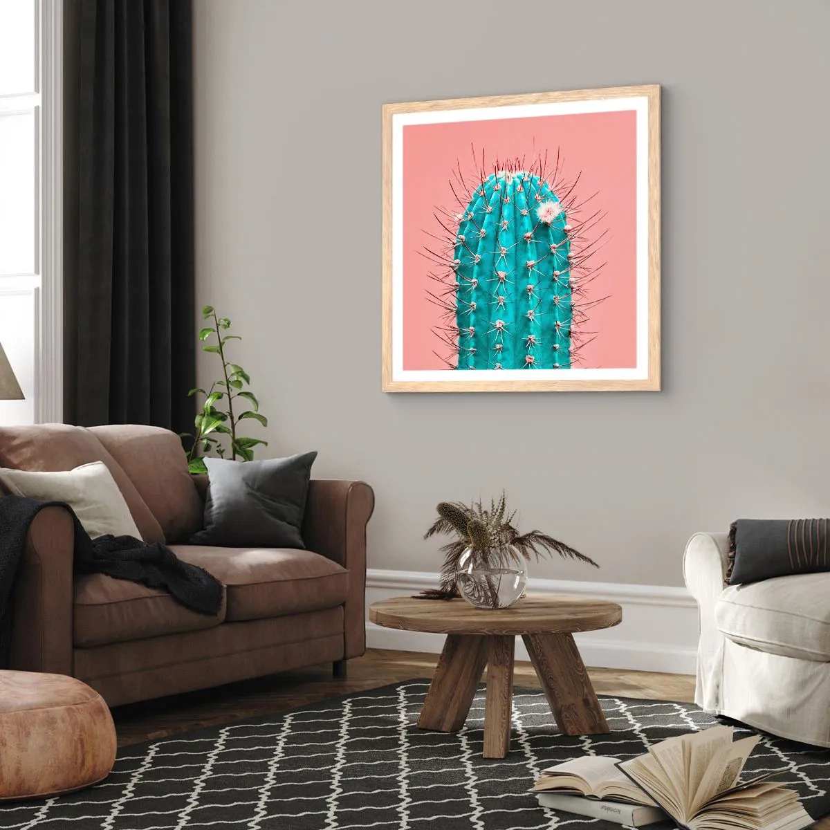 Plagát v ráme zo svetlého duba - Len pozeraj - 60x60 cm