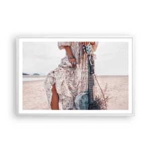 Plagát v bielom ráme - Kvetinové deti na ceste - 91x61 cm