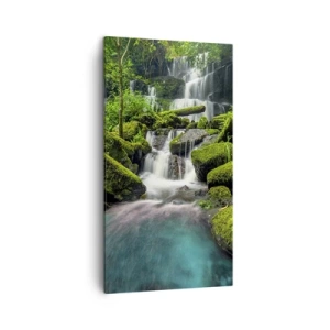 Obraz na plátne - Tyrkys, zafíry a tekuté striebro - 45x80 cm