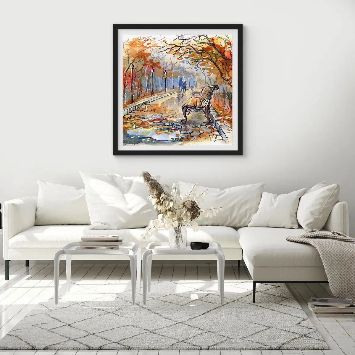 Plagát v čiernom ráme - Spoločne putovať jeseňou - 60x60 cm