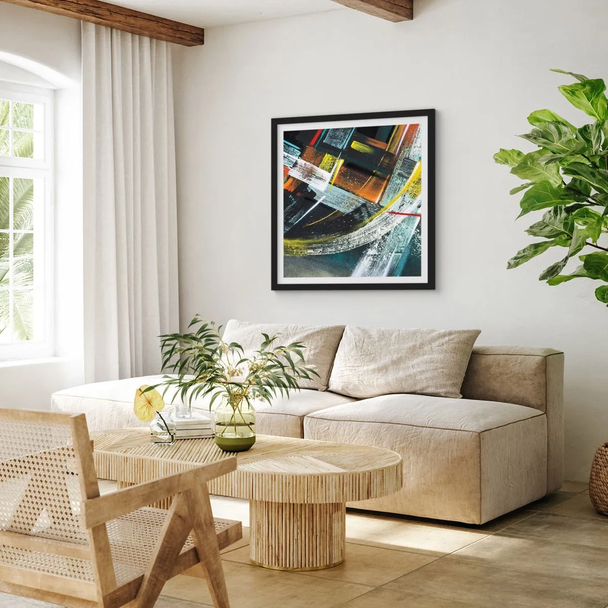 Plagát v čiernom ráme - Energia pohybu - 60x60 cm