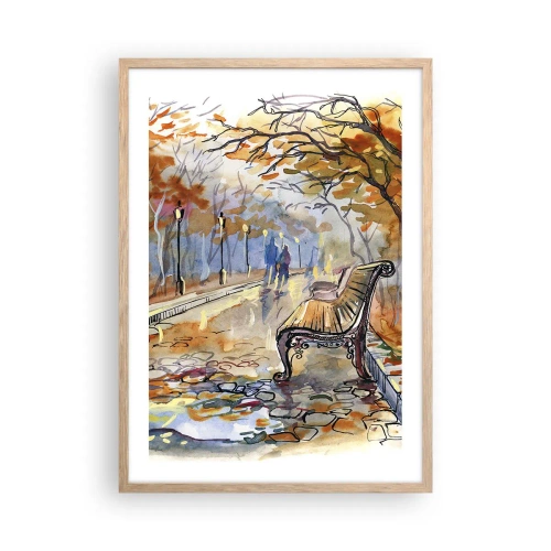 Plagát v ráme zo svetlého duba - Spoločne putovať jeseňou - 50x70 cm