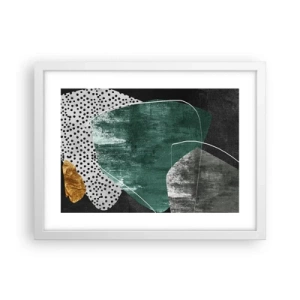 Plagát v bielom ráme - Farebná abstrakcia so zlatou vločkou - 40x30 cm