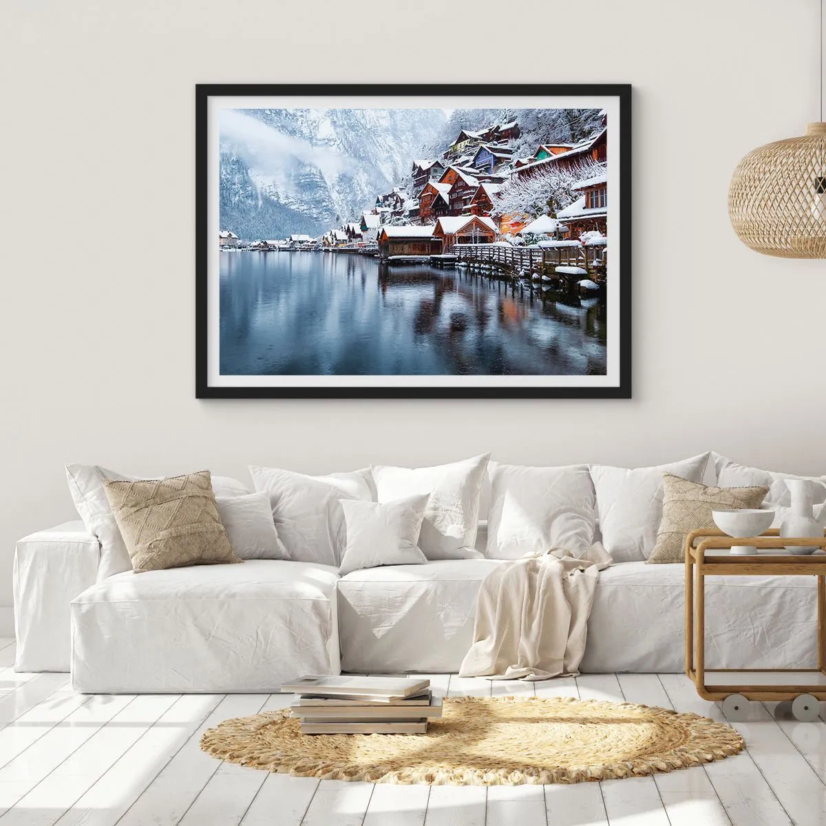Plagát v čiernom ráme - V zimnej dekorácii - 70x50 cm