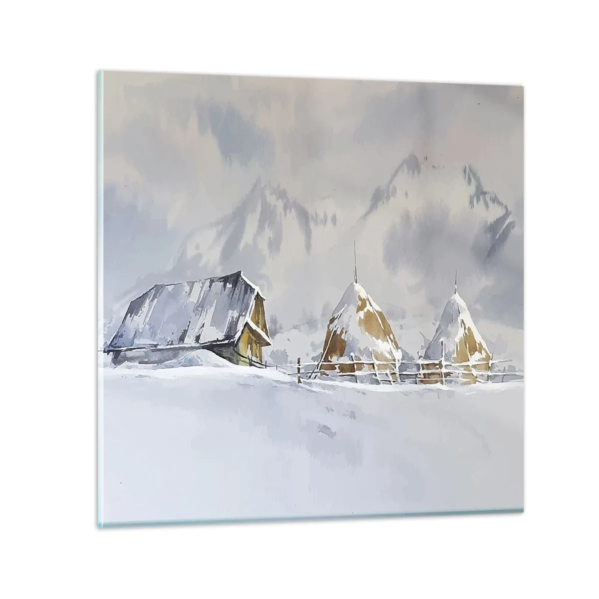 Obraz na skle - V zasneženom údolí - 60x60 cm