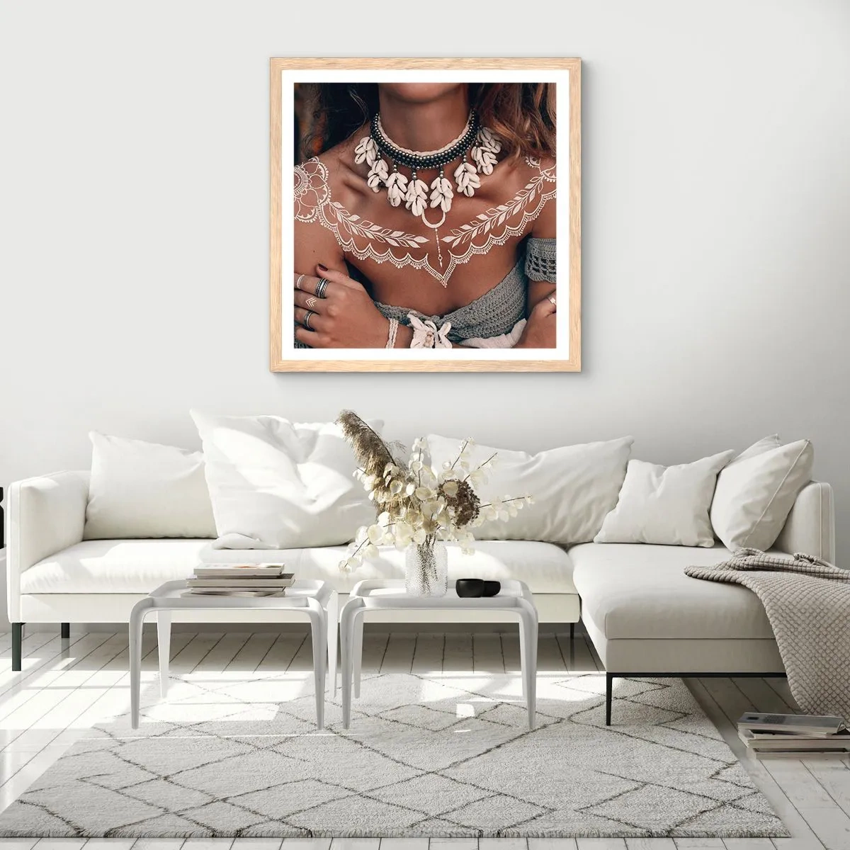 Plagát v ráme zo svetlého duba - Talizmany, rituály ženskosti - 60x60 cm