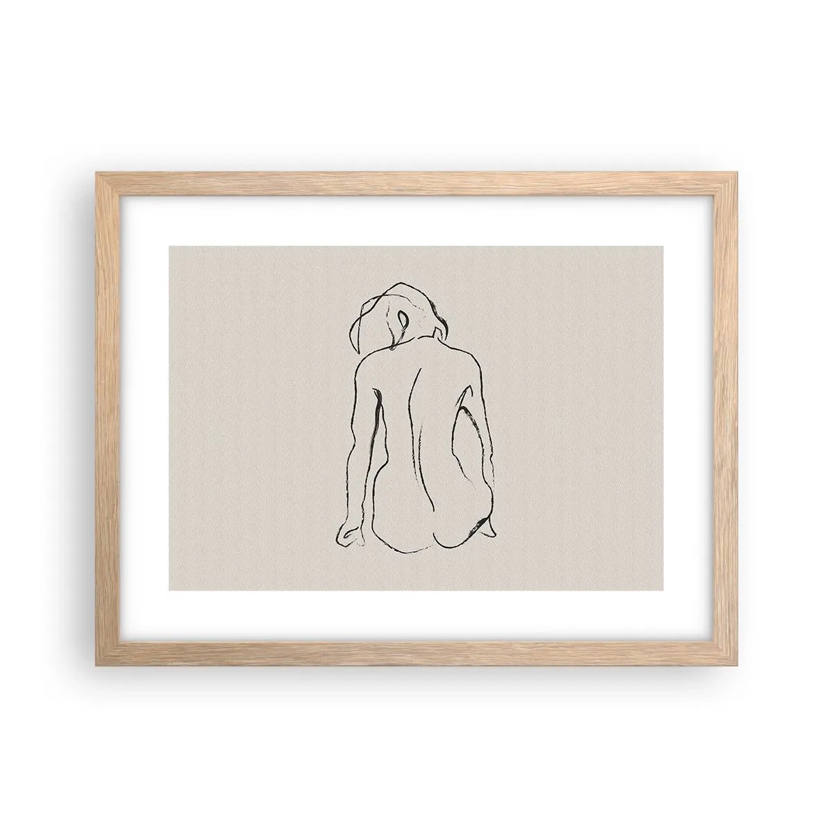 Plagát v ráme zo svetlého duba - Dievčenský akt - 40x30 cm