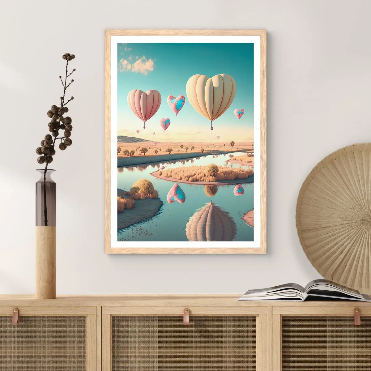 Plagát v ráme zo svetlého duba - Láska ťa nechá vzlietnuť - 50x70 cm