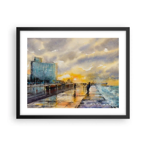 Plagát v čiernom ráme - Život na pobreží - 50x40 cm