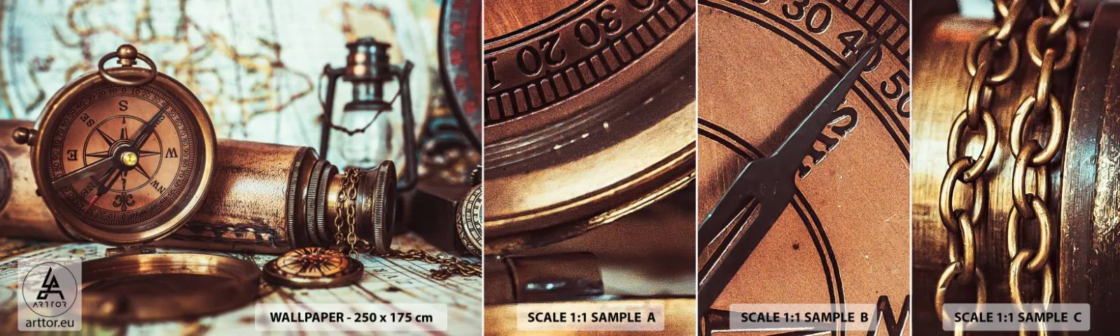Vzorka Fototapeta Standard Eco - Pirátske dobrodružstvo v Karibiku čaká - Námorná, Piráti, Kompas - 100x30 cm