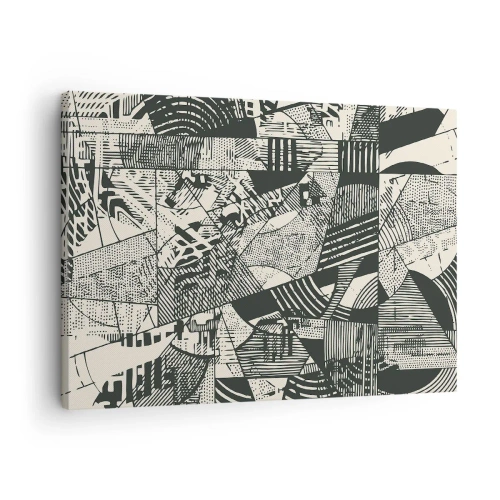 Obraz na plátne - Geometrické abstraktné vzory v odtieňoch zelenej na svetlom pozadí - 70x50cm - Dynamika súčasnosti - Moderná nástenná dekorácia do obývacej izby a spálne ARTTOR