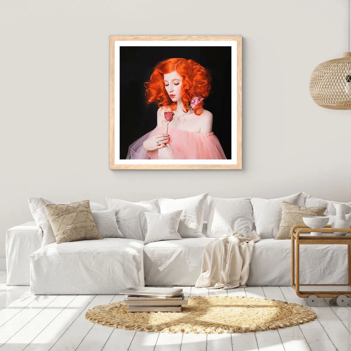 Plagát v ráme zo svetlého duba - V barokovom štýle - 60x60 cm