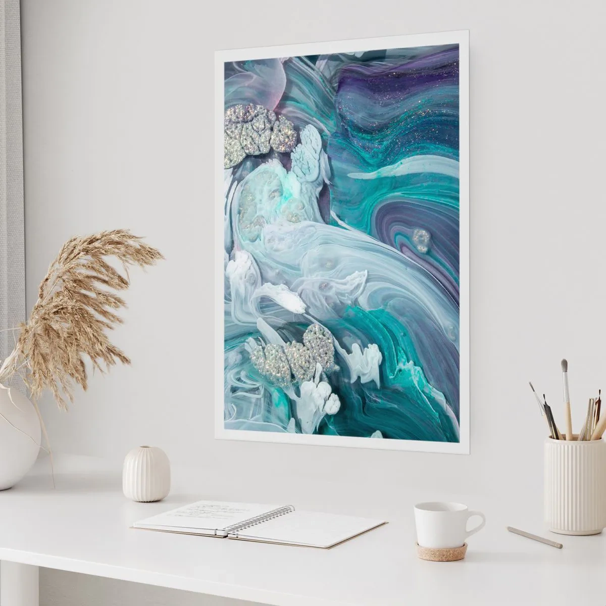 Plagát - Prúdy modrej - 50x70 cm