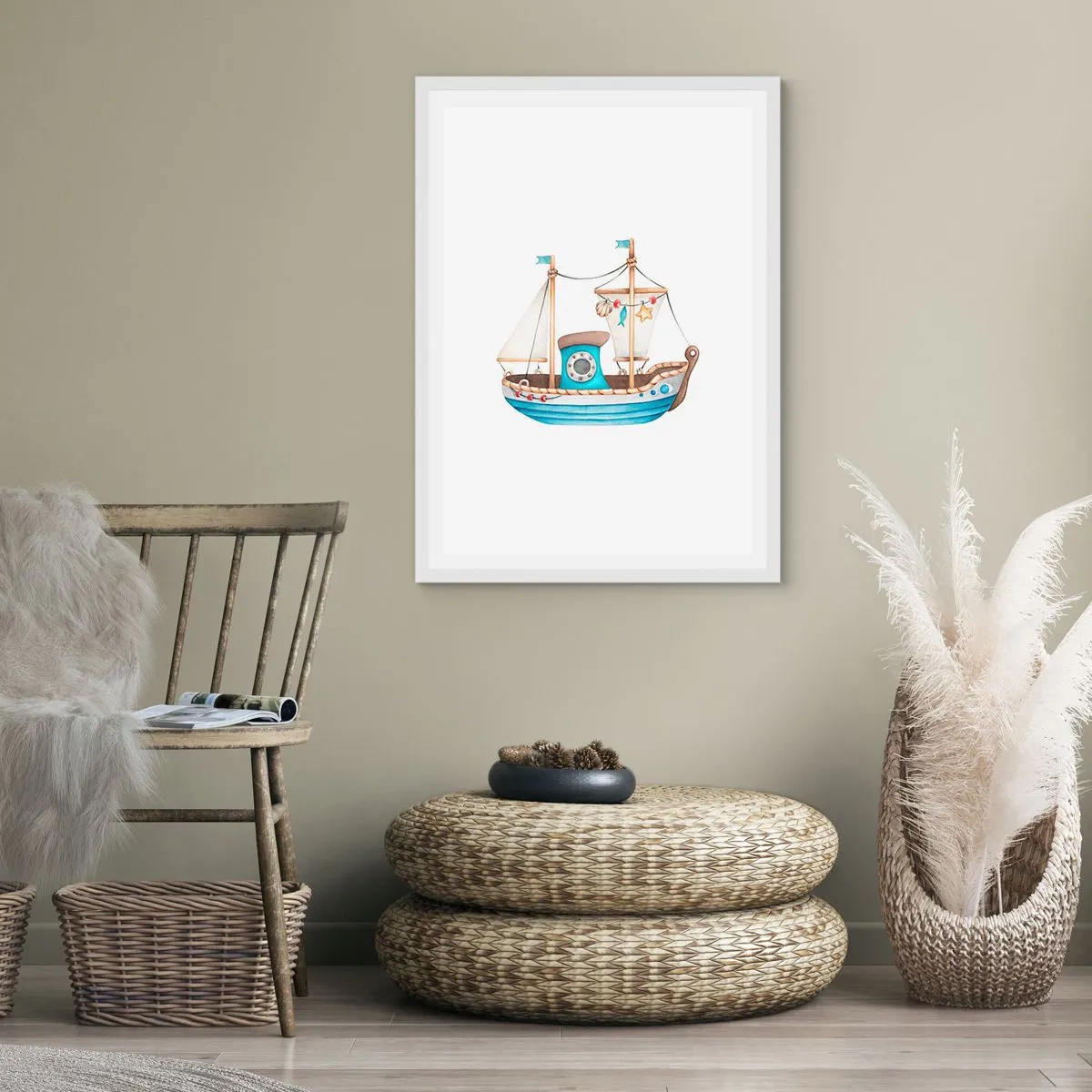 Plagát v bielom ráme - Ahoj, dobrodružstvo! - 50x70 cm