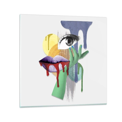 Obraz na skle - Zdeformovaný portrét - 60x60 cm