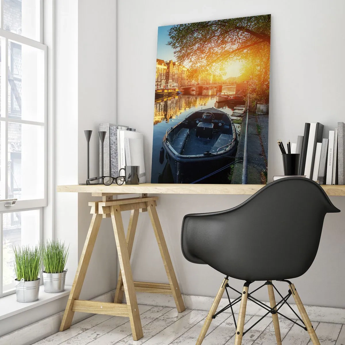 Obraz na skle - Ráno v Amsterdame - 50x70 cm