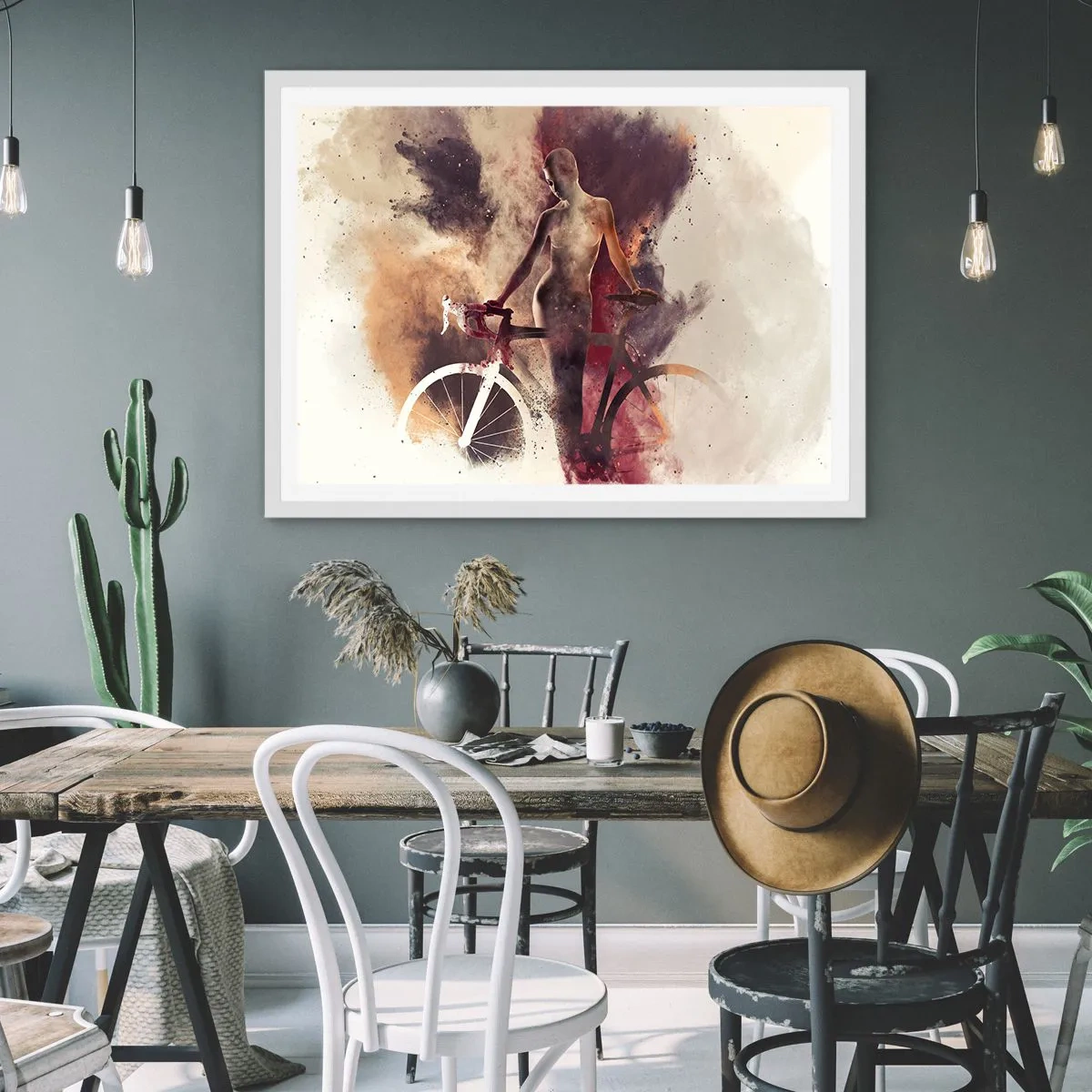 Plagát v bielom ráme - Cyklistická duša v mramorových tvaroch - 70x50 cm