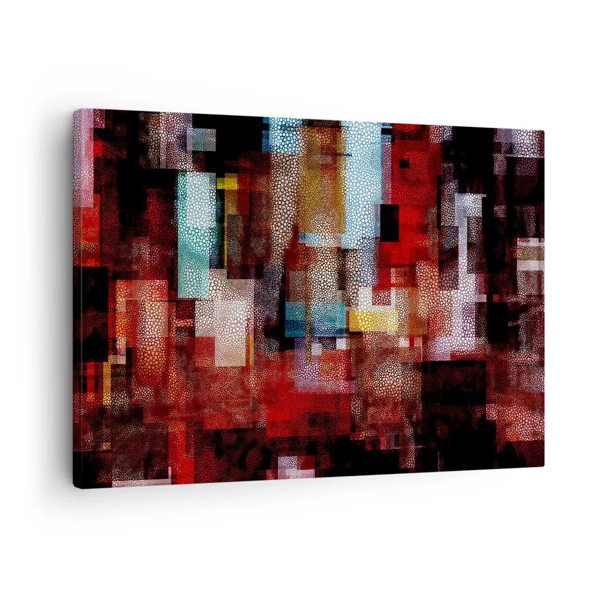 Obraz na plátne - Geometrická abstrakcia v intenzívnych odtieňoch červenej - 70x50cm - Chaos a zmätok - Moderná nástenná dekorácia do obývacej izby a spálne ARTTOR