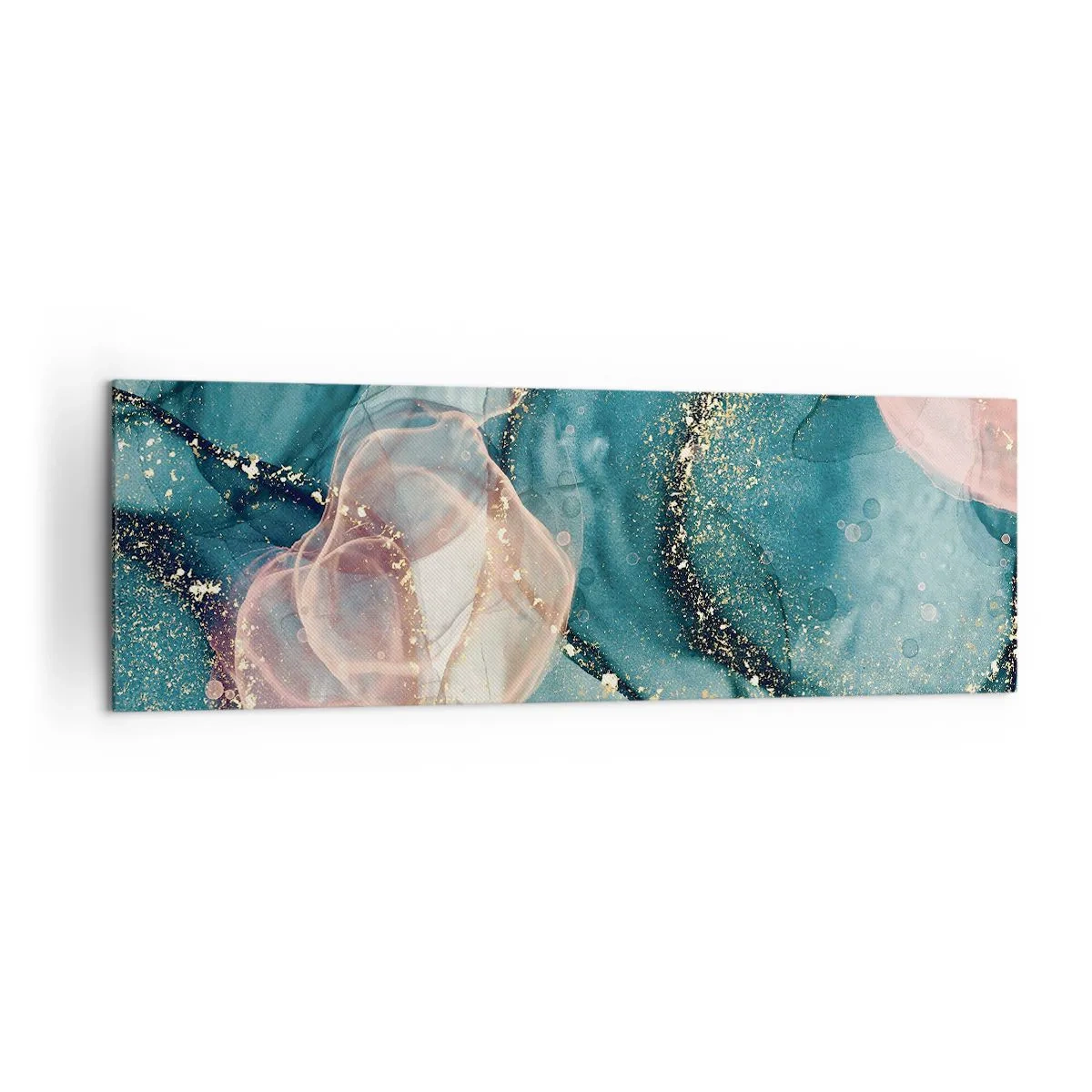 Obraz na plátne - Modré hodváb modré, ružový tyl - 160x50 cm