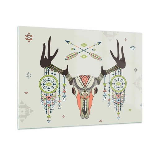 Obraz na skle - Trofej indiánskeho lovca - 100x70 cm