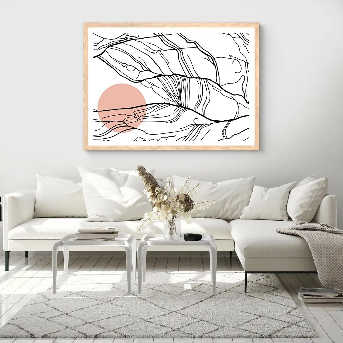 Plagát v ráme zo svetlého duba - V sieti vetvičiek - 91x61 cm