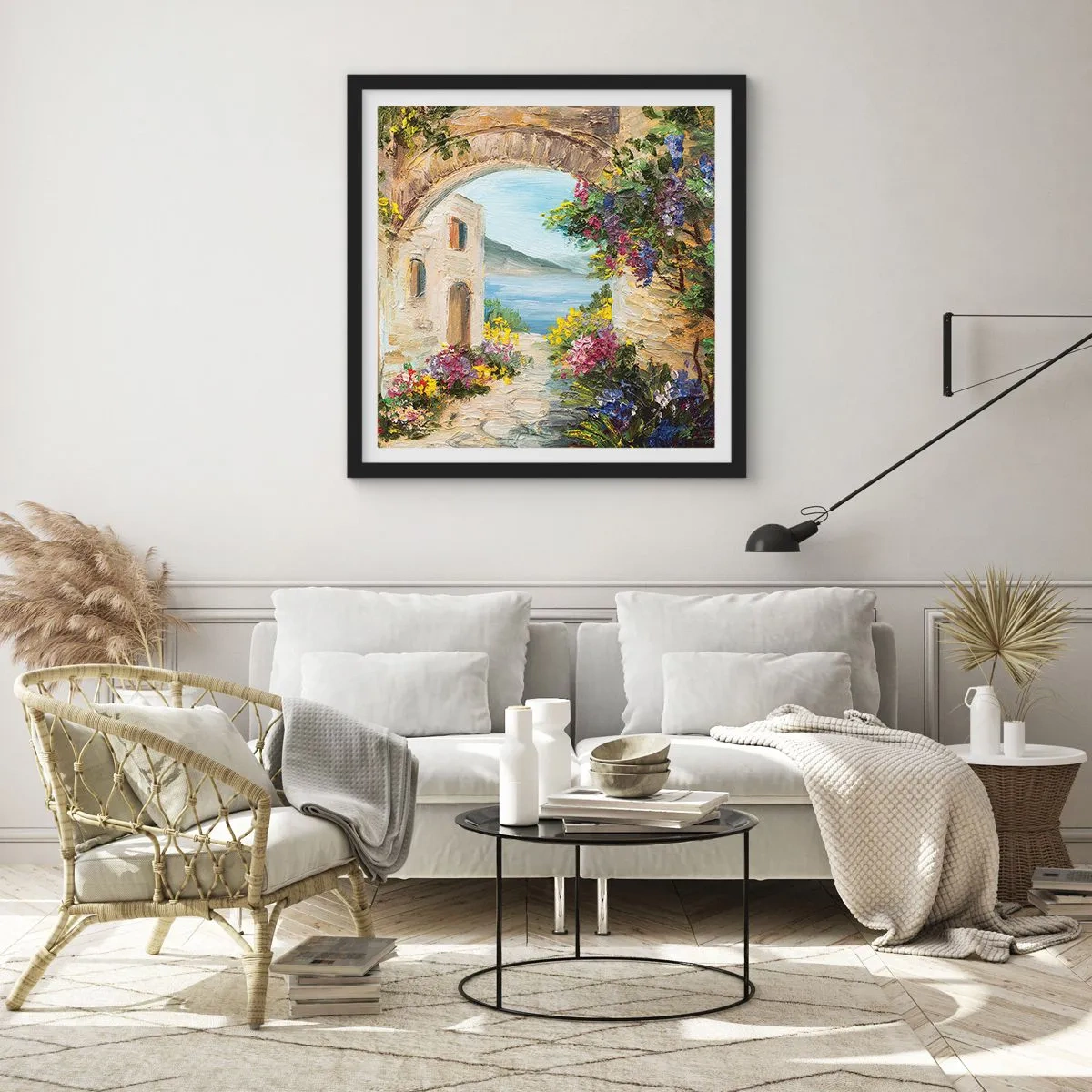 Plagát v čiernom ráme - Pôvab pobrežnej krajiny - 40x40 cm