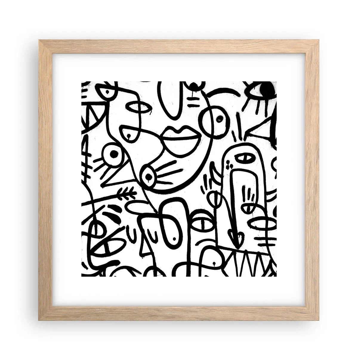 Plagát v ráme zo svetlého duba - Tváre a preludy - 30x30 cm