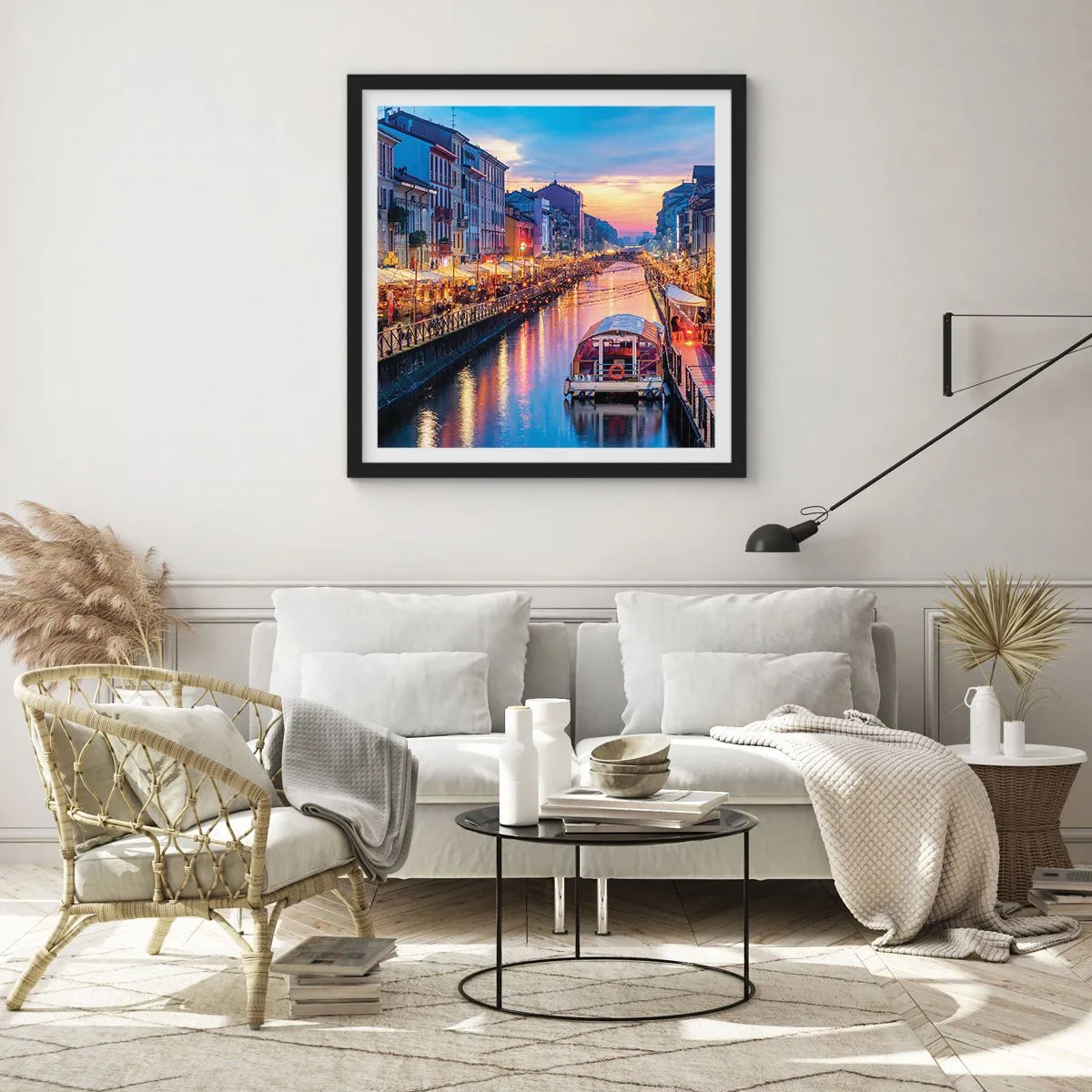 Plagát v čiernom ráme - Večer plný svetla a zábavy - 50x50 cm