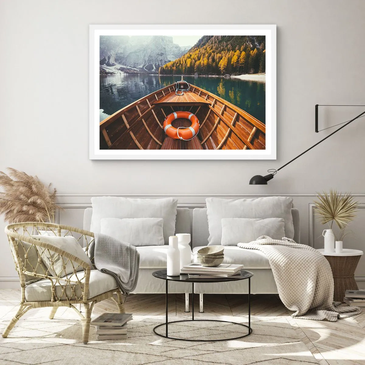 Plagát v bielom ráme - Horská túra - 70x50 cm