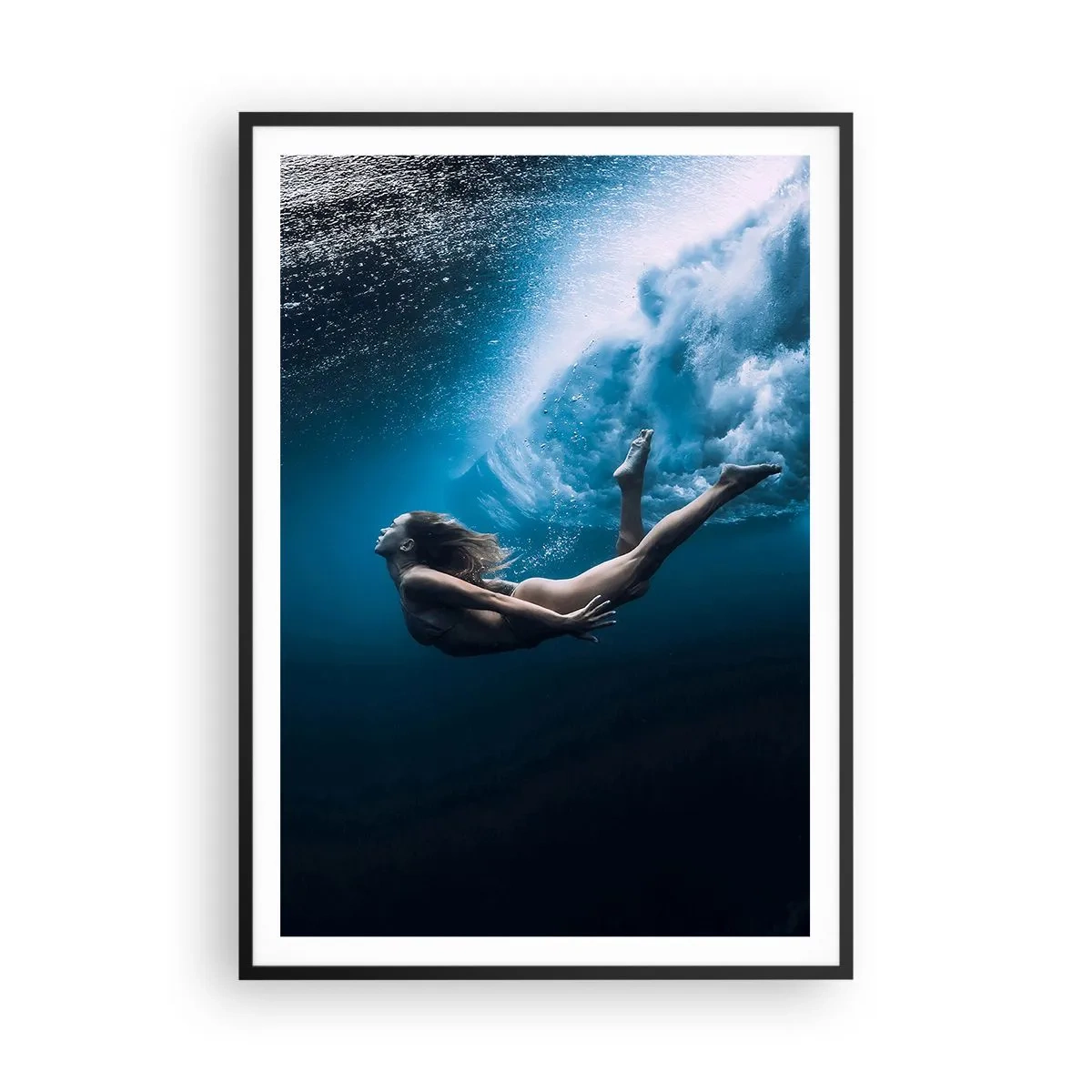 Plagát v čiernom ráme - Súčasná morská panna - 70x100 cm