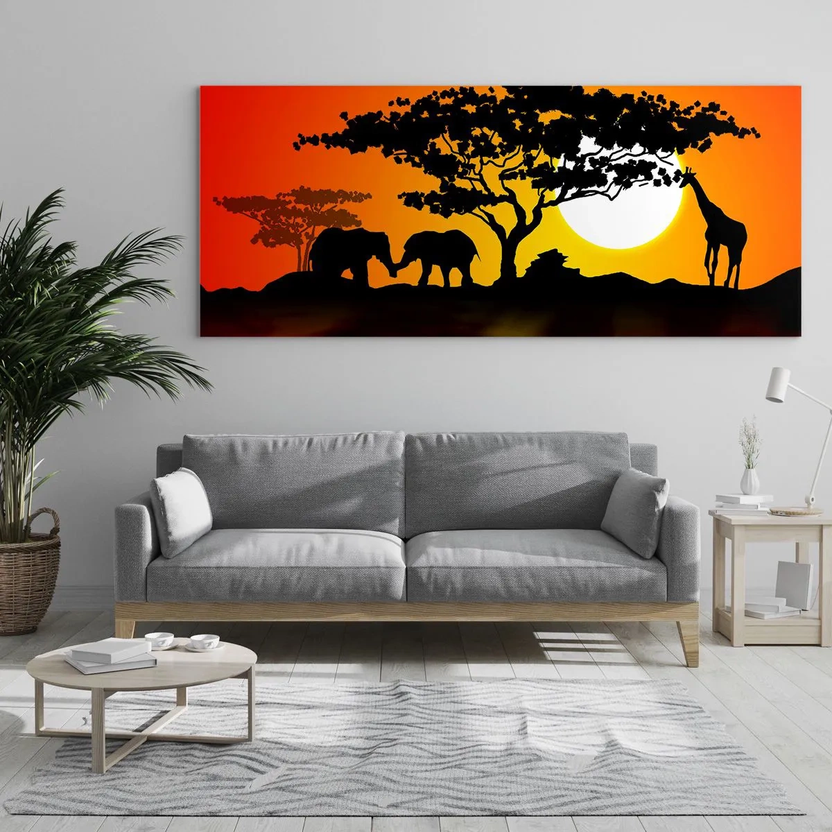 Obraz na skle - Stretnutie na savane - 90x30 cm